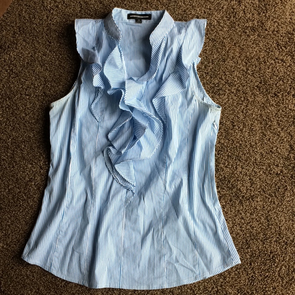 Blue and white stripe blouse